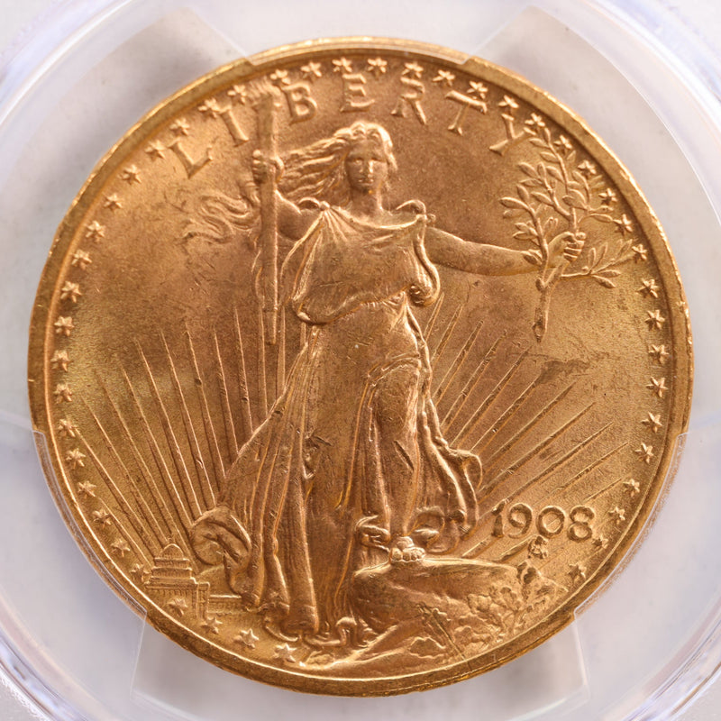1908 $20 Saint GAUDENS, Double Eagle, No Motto, PCGS MS-64, Store Sale