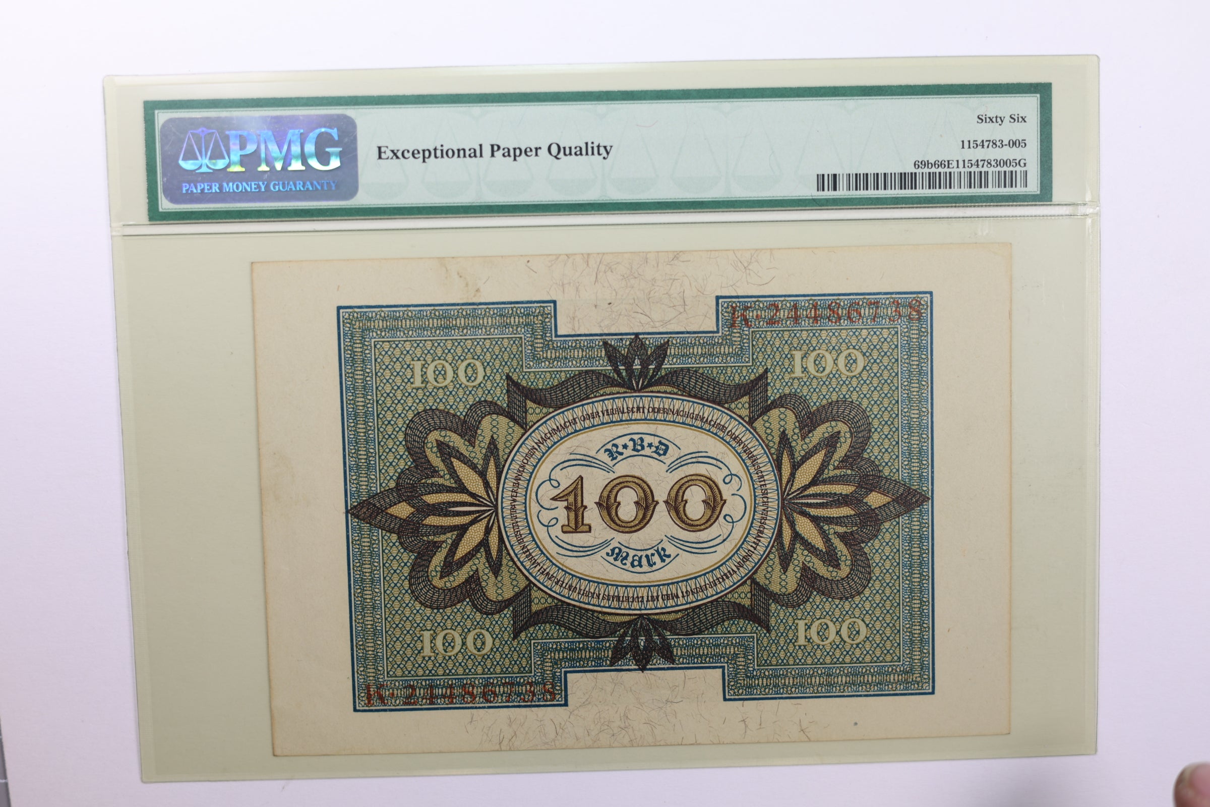1920 100 German Marks., Certified and Graded., PMG CU-66., EPQ, Store #GWC004