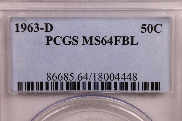 1963-D Franklin Silver Half Dollar., PCGS MS-64, F.B.L., Store Sale #GHR046.