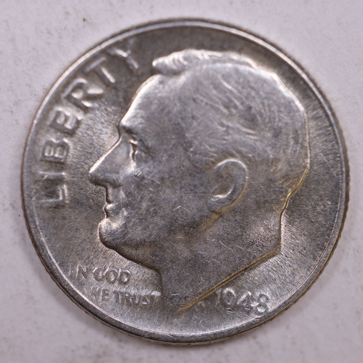 1948-D Roosevelt Silver Dime, Mint State Uncirculated Coin, Store #DE0310
