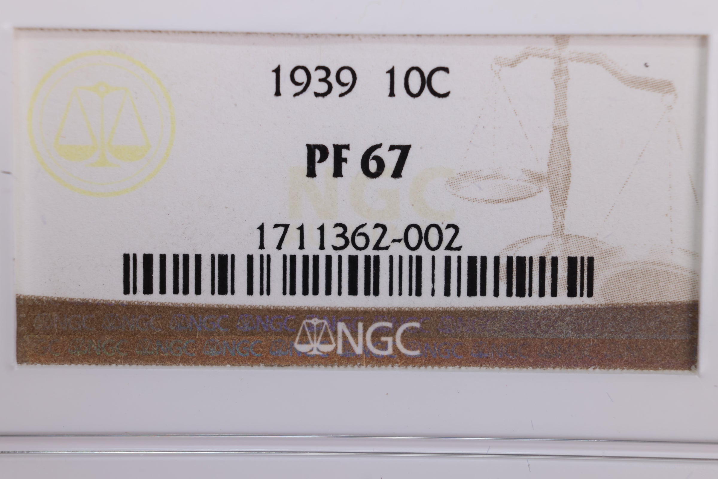 1939 Mercury Silver Dime., "PROOF STRIKE"., NGC PF-67., Store #GDE001