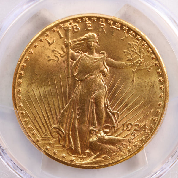 1924 $20 Saint GAUDENS Gold Coin, PCGS MS-64, Store Sale #G0067.