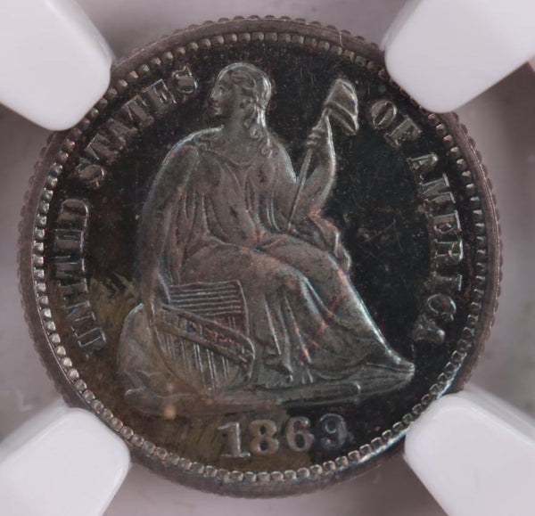 1869 Half Dime., "PROOF STRIKE"., NGC PF-66 CAMEO., Store #GHE001