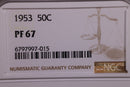 1953 Franklin Silver Half Dollar., NGC Proof-67., Store Sale