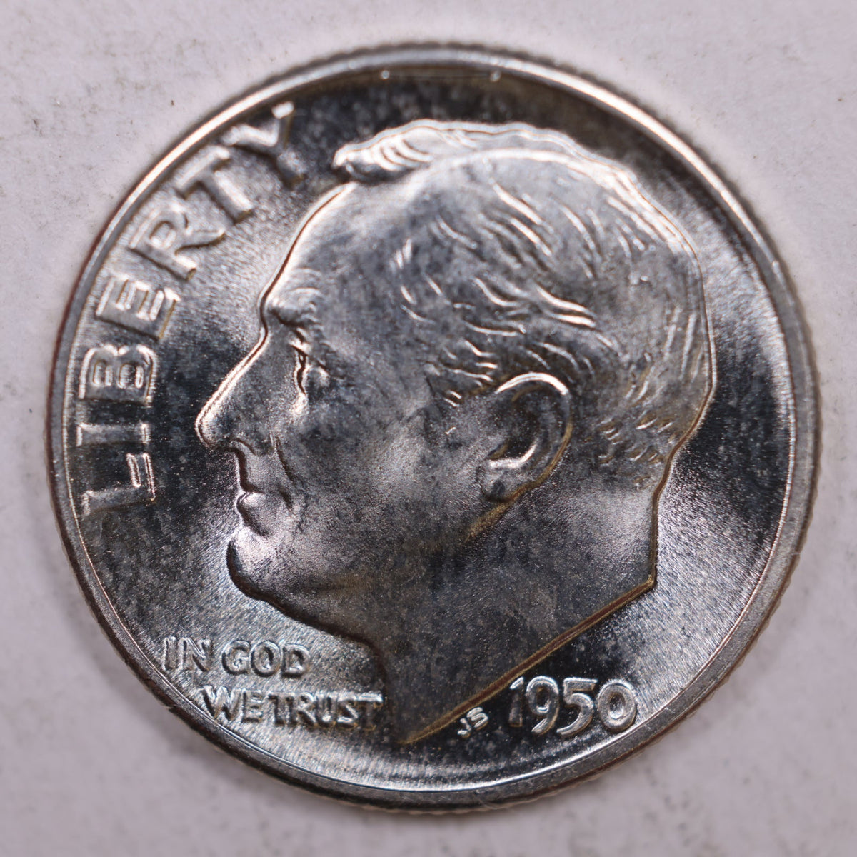 1950-D Roosevelt Silver Dime, Mint State Uncirculated Coin, Store #DE0329