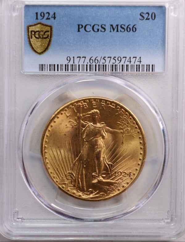 1924 $20 Saint GAUDENS Gold Coin, PCGS MS-66, *NICE GRADE* Store Sale #G0069.