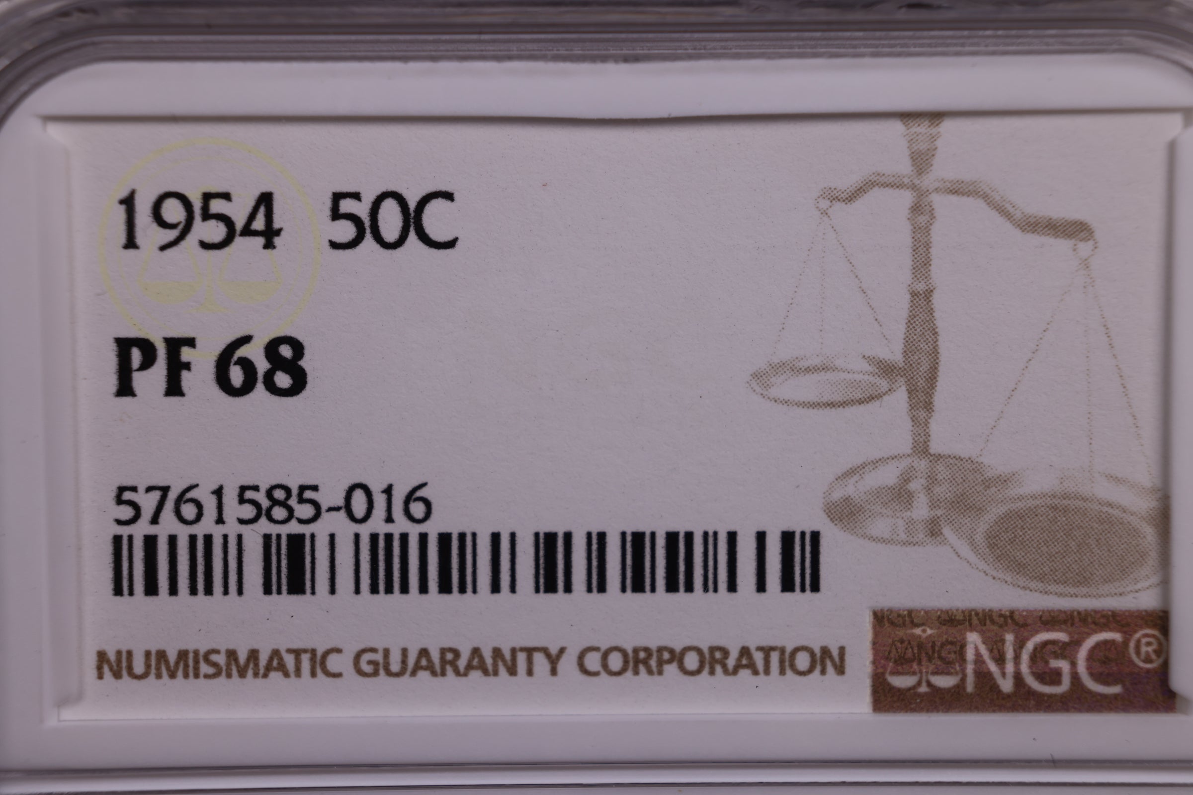1954 Franklin Silver Half Dollar, NGC Proof-68., Store #GHR055