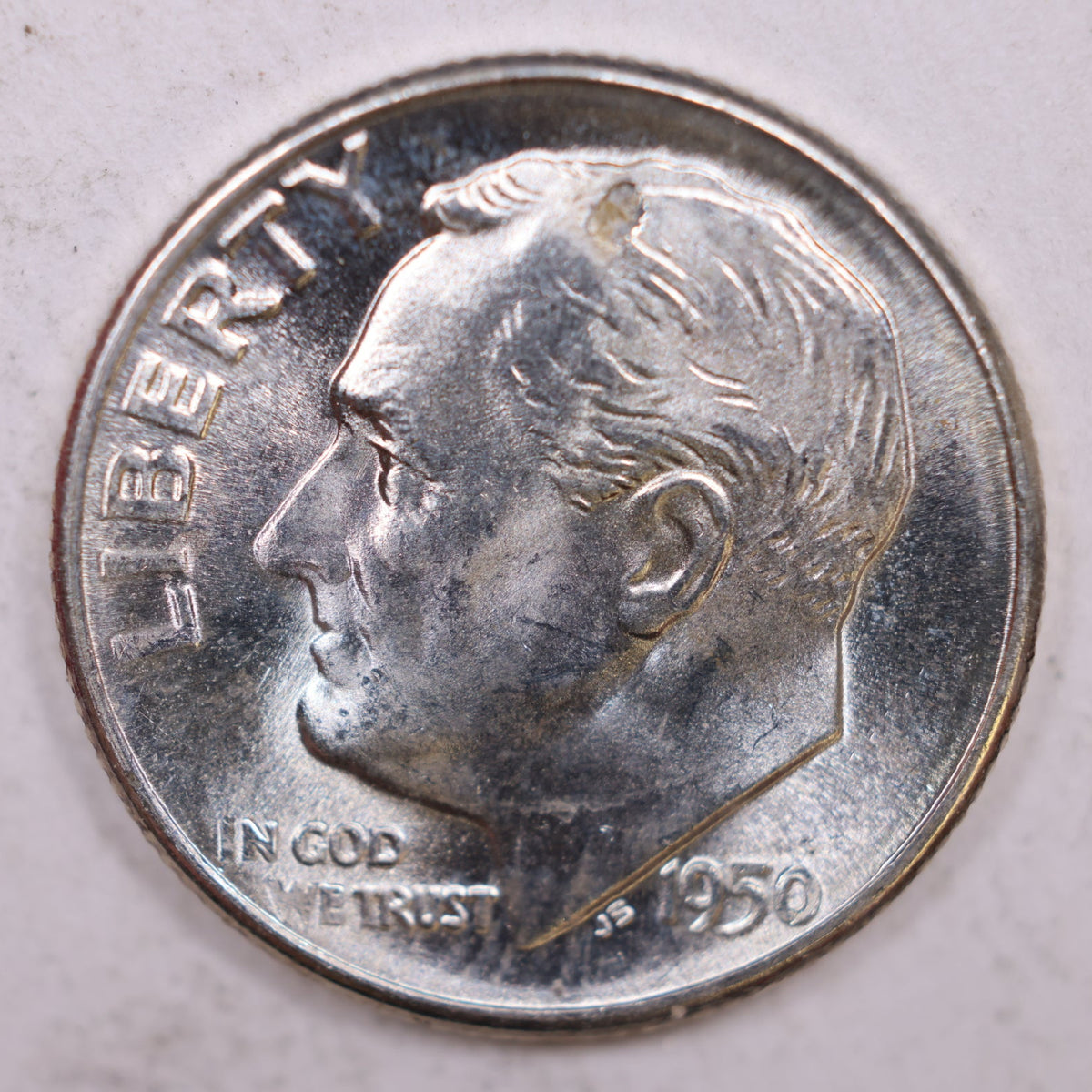 1950-D Roosevelt Silver Dime, Mint State Uncirculated Coin, Store #DE0332