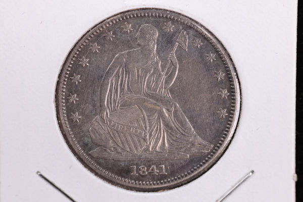 1841 Seated Liberty Half Dollar, Affordable Collectible Coin, AU-58. Store #230804133