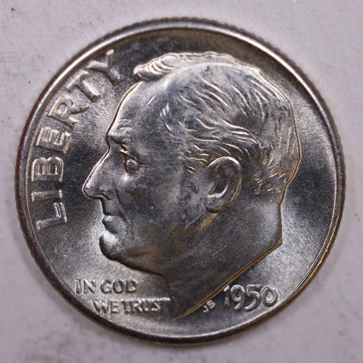 1950-D Roosevelt Silver Dime, Mint State Uncirculated Coin, Store #DE0333