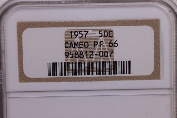 1957 Franklin Silver Half Dollar. NGC Proof-66, Cameo., Store Sale #GHR059.