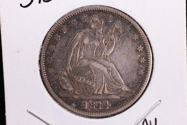 1844 Seated Liberty Half Dollar, Affordable Collectible Coin, About Uncirculated, Store #230804139