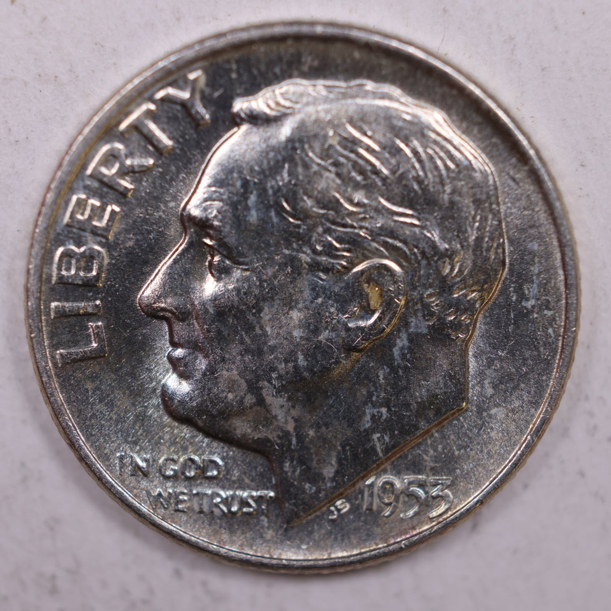 1953-D Roosevelt Silver Dime, Mint State Uncirculated Coin, Store #DE0352