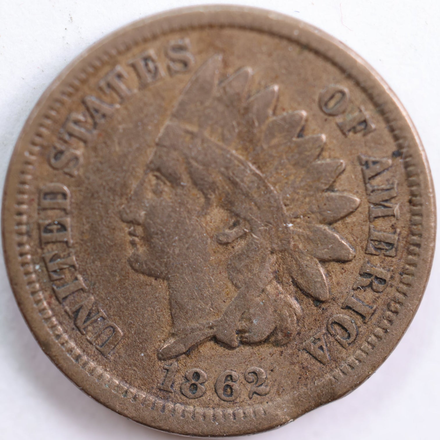 1862 Indian Head Cent, Very Good+ Circulated Coin, details, Store #CT0744