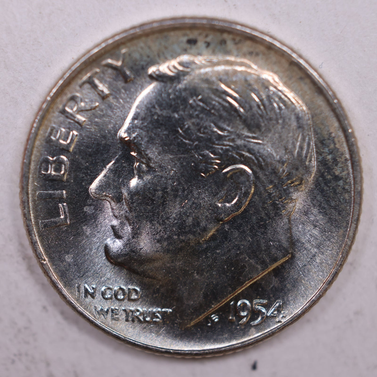 1954-D Roosevelt Silver Dime, Mint State Uncirculated Coin, Store #DE0356