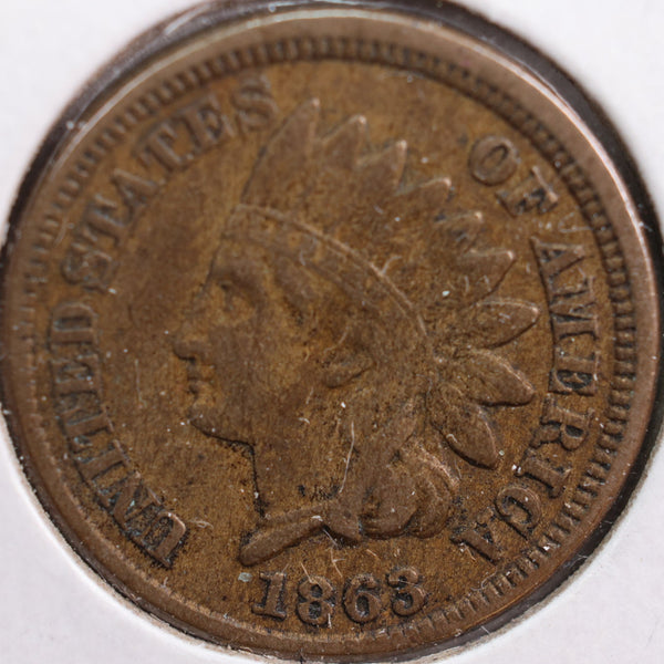 1863 Indian Head Cent, Very Fine+ Circulated Coin, Store #CT0747