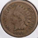 1863 Indian Head Cent, Very Good Circulated Coin, Store