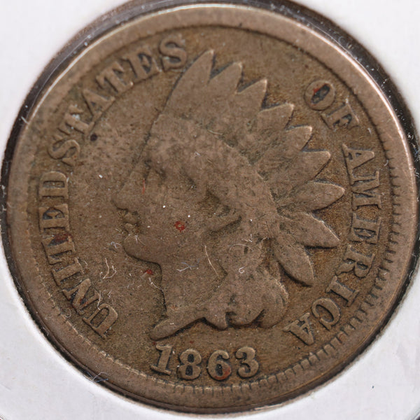 1863 Indian Head Cent, Very Good Circulated Coin, Store #CT0748