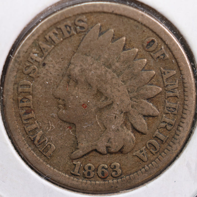 1863 Indian Head Cent, Very Good Circulated Coin, Store