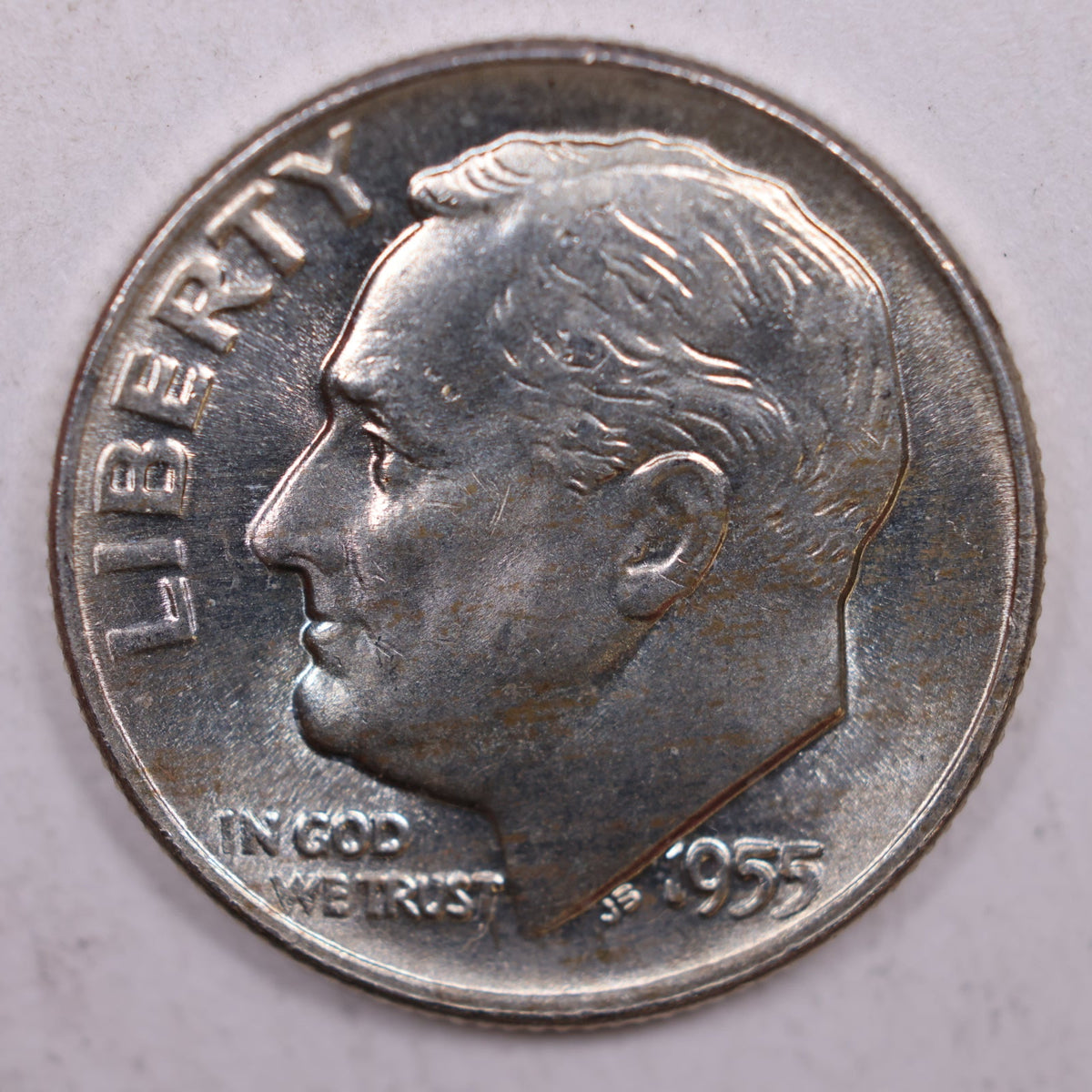 1955-D Roosevelt Silver Dime, Mint State Uncirculated Coin, Store #DE0362