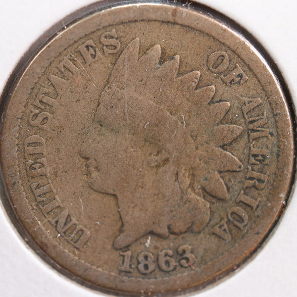 1863 Indian Head Cent, Good Circulated Coin, Store #CT0755