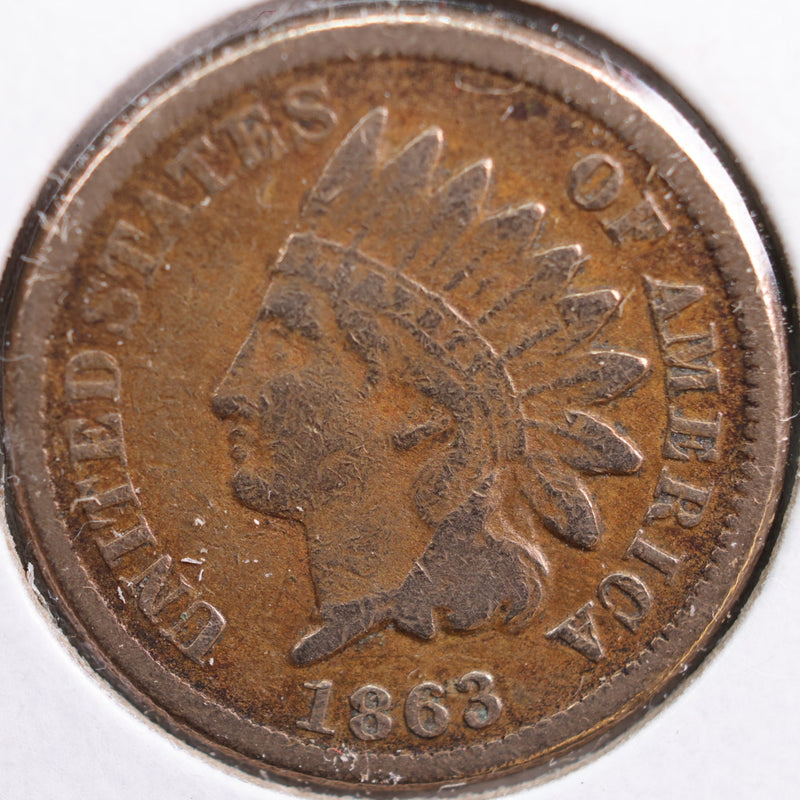 1863 Indian Head Cent, Very Fine Circulated Coin, details, Store