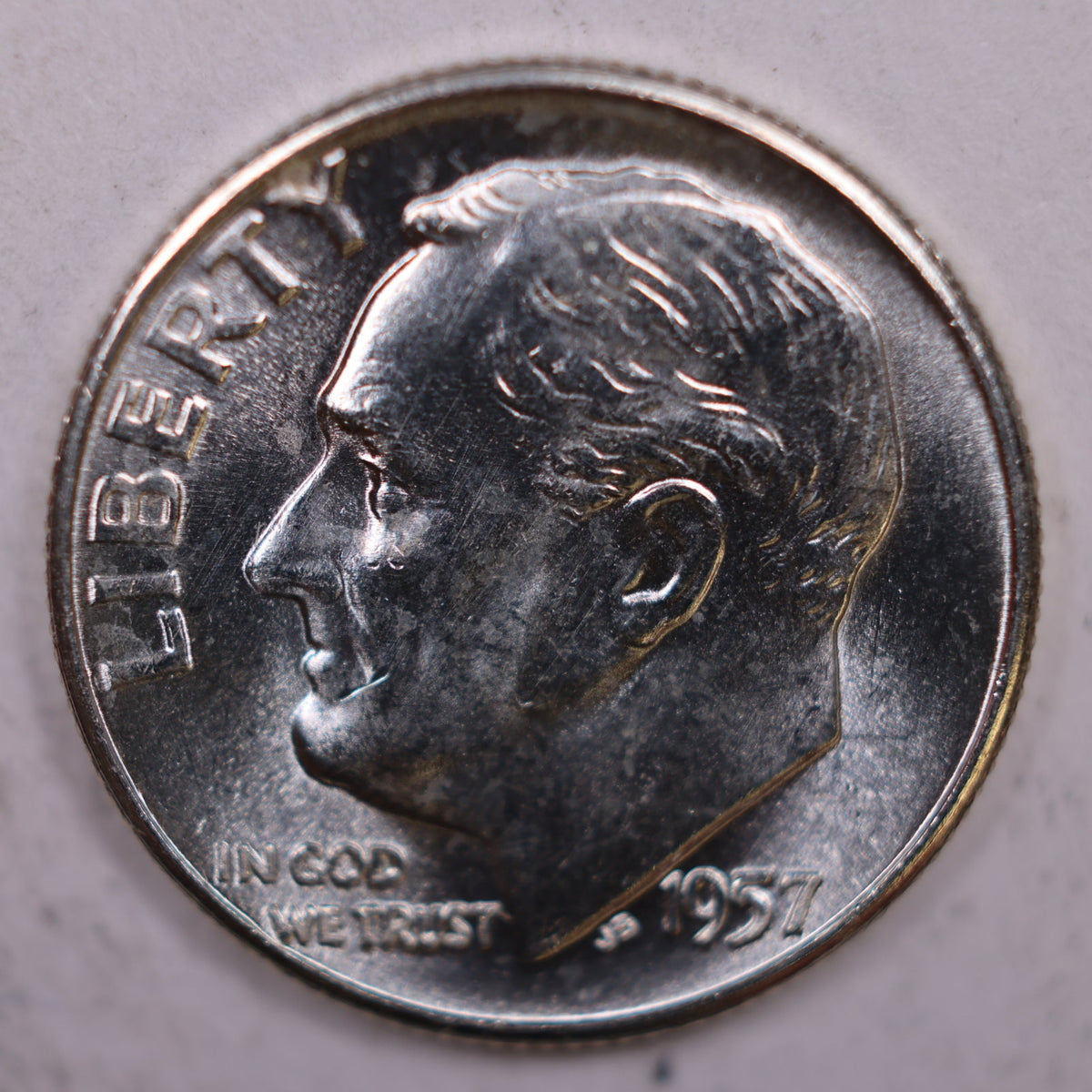 1957 Roosevelt Silver Dime, Mint State Uncirculated Coin, Store #DE0370