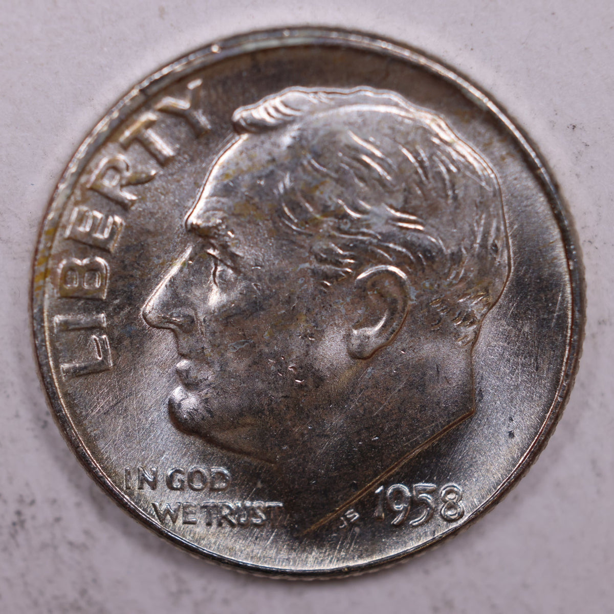 1958-D Roosevelt Silver Dime, Mint State Uncirculated Coin, Store #DE0376
