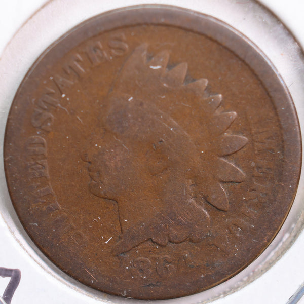1864 Indian Head Cent w/ L, Good Circulated Coin, Store #CT0770