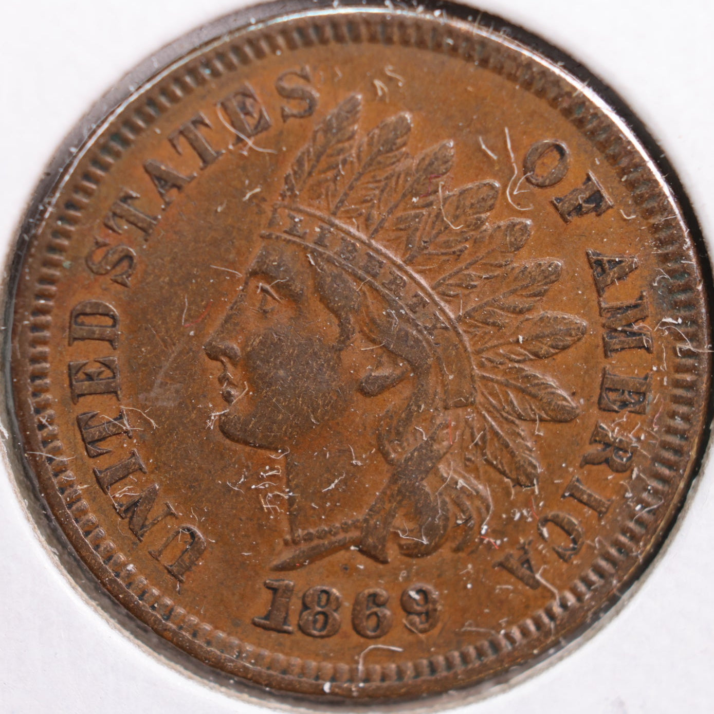 1869 Indian Head Cent, About Uncirculated Coin, Store #CT0777