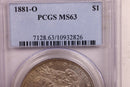 1881-O Morgan Silver Dollar., PCGS MS-63., Store SALE