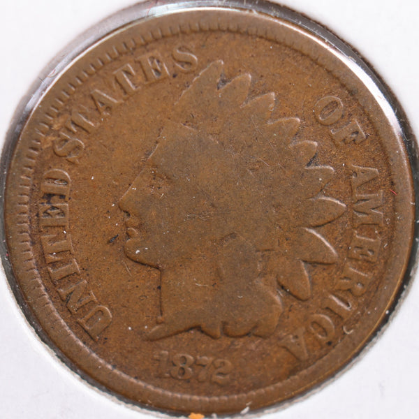1872 Indian Head Cent, Good Circulated Coin, Store #CT0780