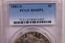 1881-S Morgan Silver Dollar., PCGS MS-65, Proof Like., Store SALE