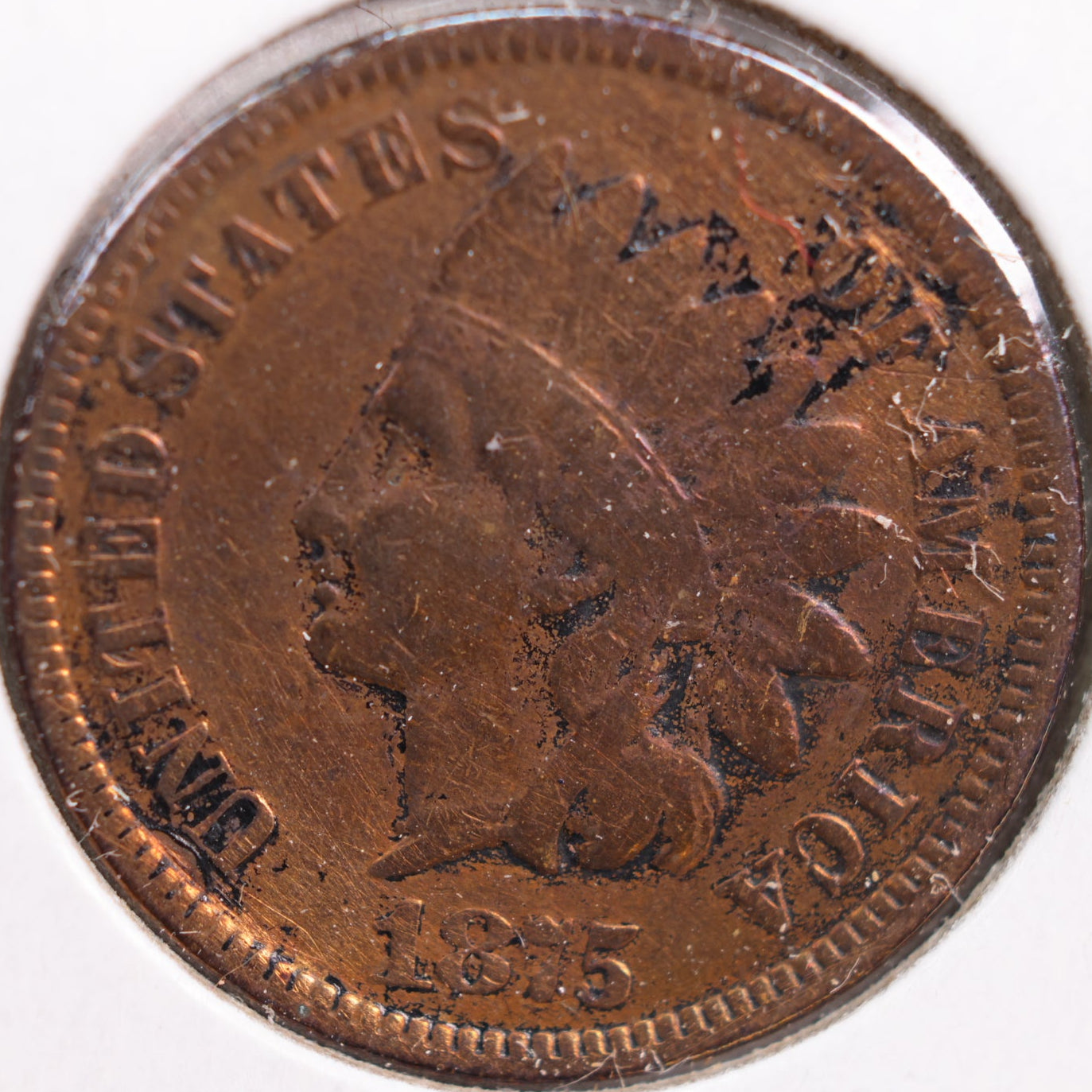 1875 Indian Head Cent, Very Good Circulated Coin, details, Store #CT0793
