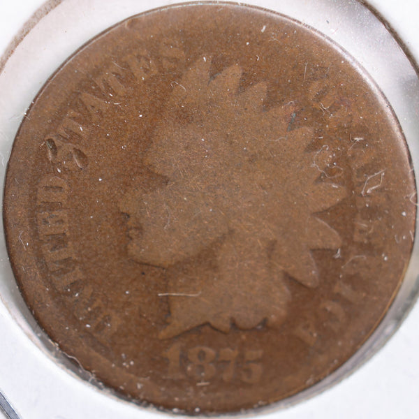 1875 Indian Head Cent, About Good Circulated Coin, Store #CT0794