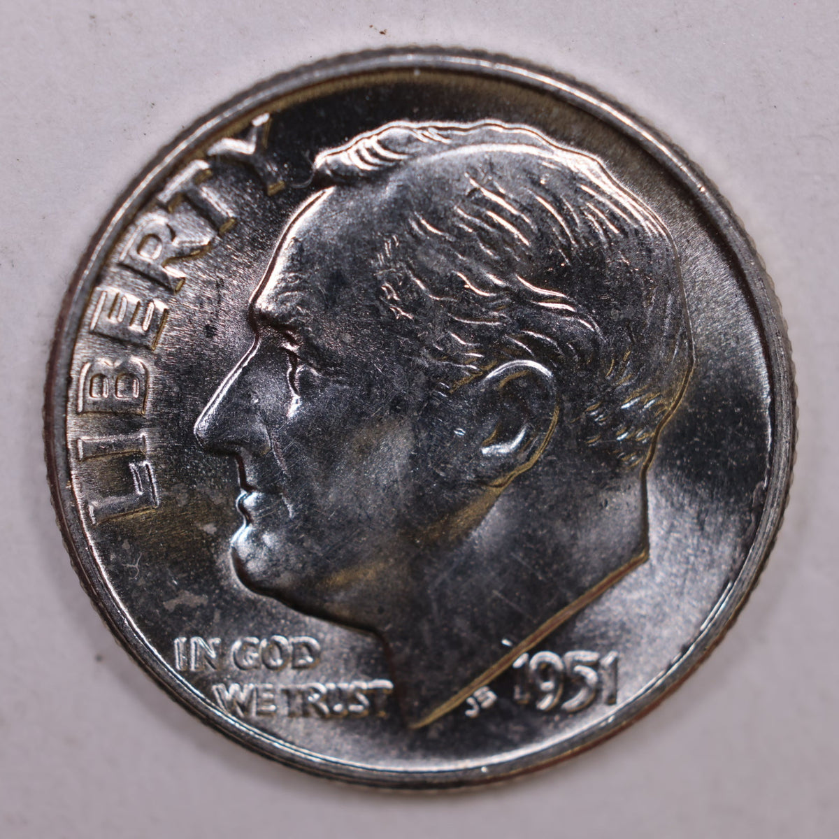 1951 Roosevelt Silver Dime, Mint State Uncirculated Coin, Store #DE0407