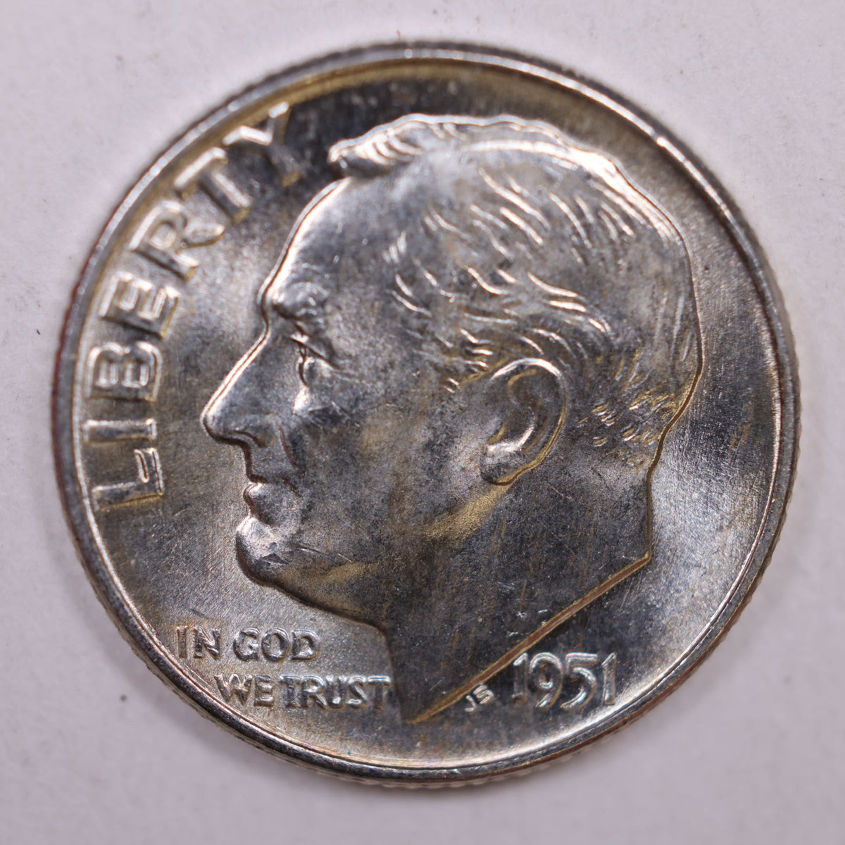 1951-D Roosevelt Silver Dime, Mint State Uncirculated Coin, Store #DE0410