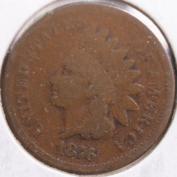 1876 Indian Head Cent, Good Circulated Coin, Store #CT0800