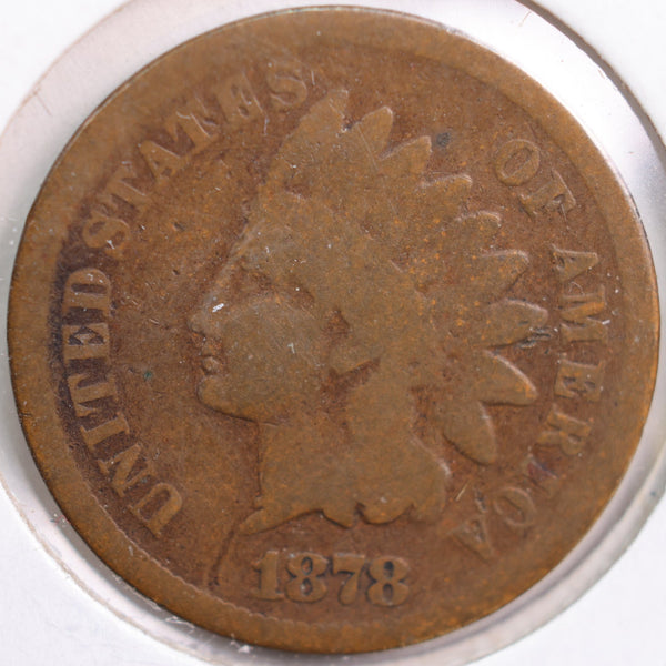 1878 Indian Head Cent, Good Circulated Coin, Store #CT0801