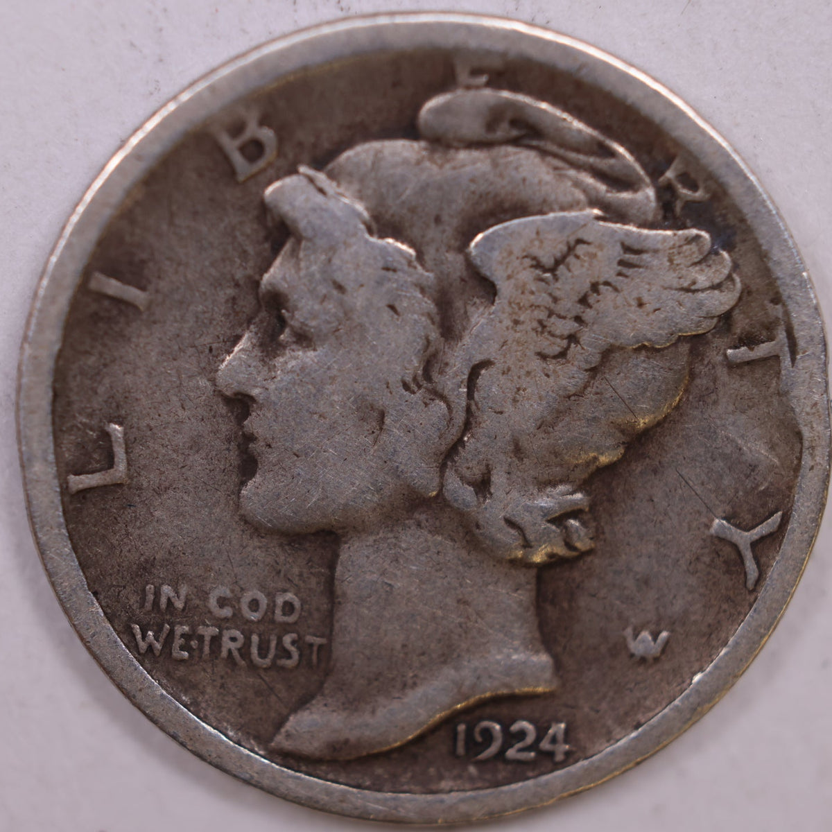 1924 Mercury Dime, Very Good+ Circulated Coin, Store #DE1018