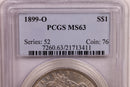 1899-O Morgan Silver Dollar., PCGS MS-63., Store SALE