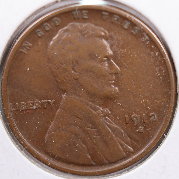 1912-S Lincoln Wheat Cent, Extra Fine Circulated Coin, Store #CT0172