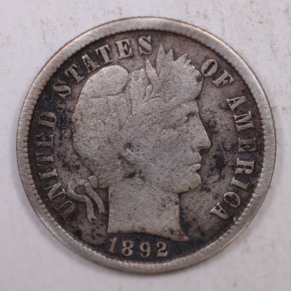 1892-S Barber Silver Dime, Fine Circulated Coin, Store #DE032.
