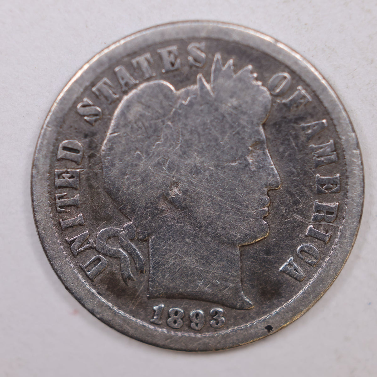 1893-O Barber Silver Dime, Very Good Details, Circulated Coin, Store #DE034.