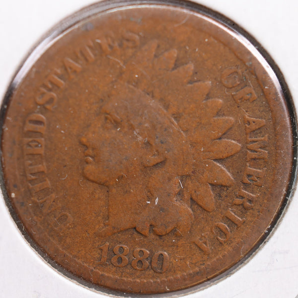 1880 Indian Head Cent, Good Circulated Coin, Store #CT0811