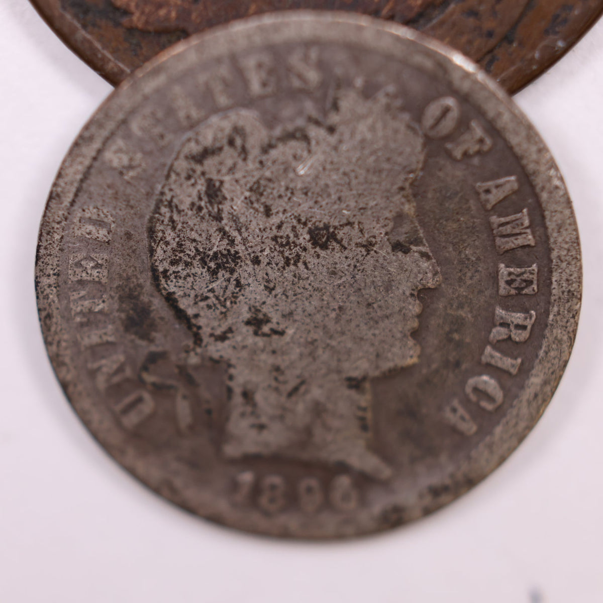 1896 Barber Silver Dime, Fair Circulated Coin, Store #DE041.