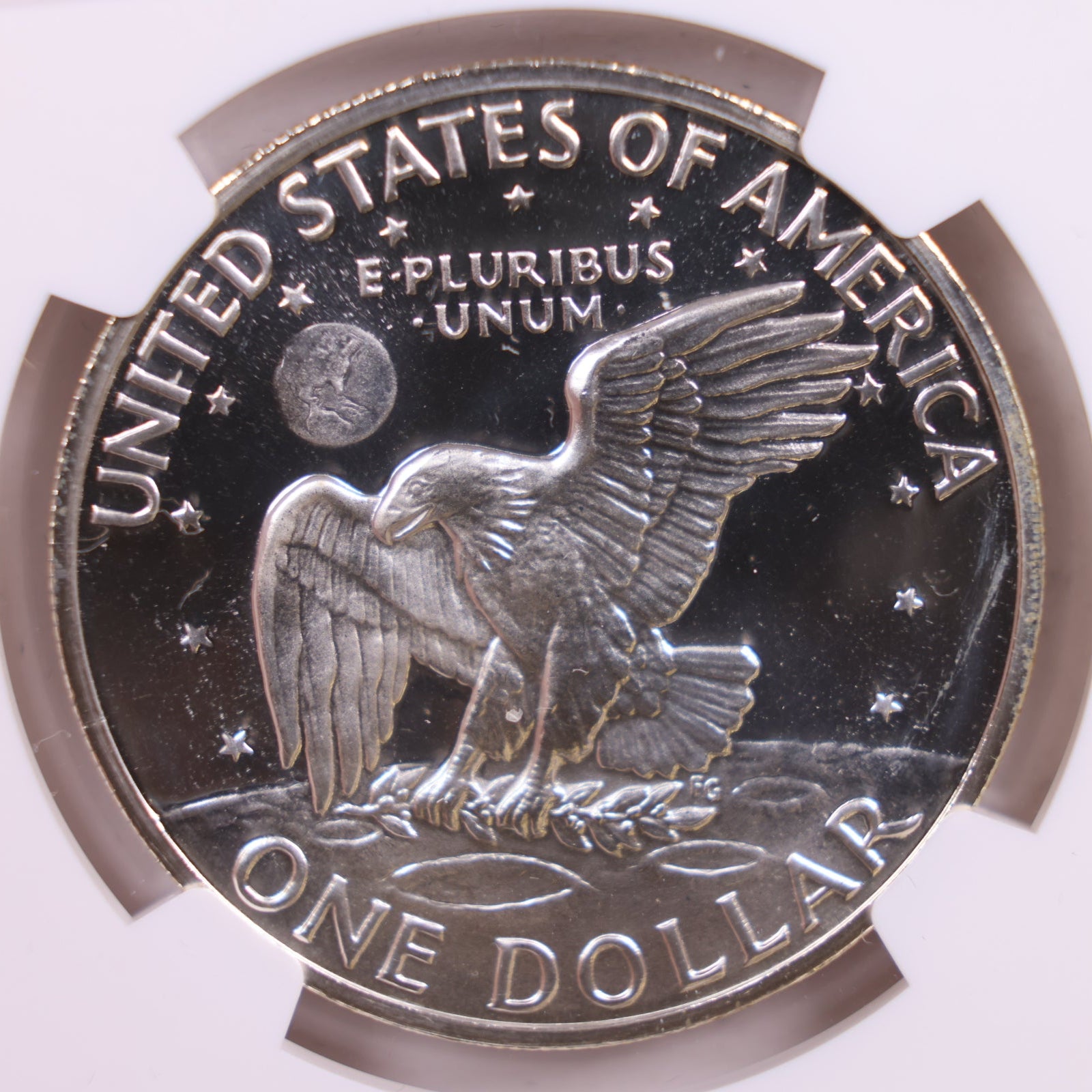 1971-S Eisenhower Silver Dollar., 'Peg Leg'., NGC PF-69, Cameo., Store #GDR0232.