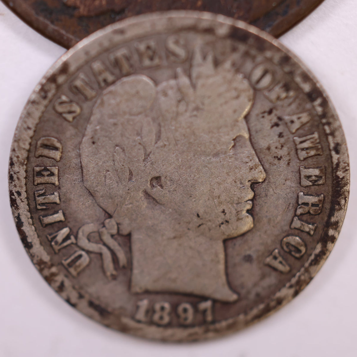 1897-S Barber Silver Dime, Very Good Circulated Coin, Store #DE046.