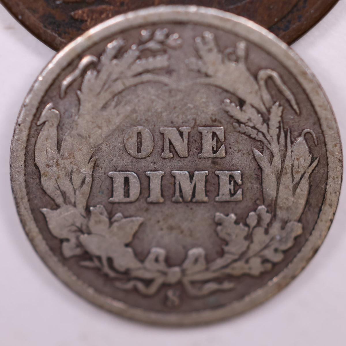 1897-S Barber Silver Dime, Very Good Circulated Coin, Store #DE046.