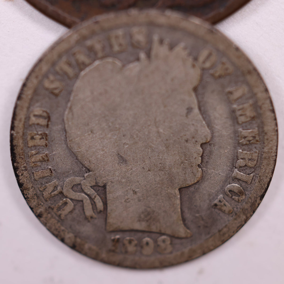 1898 Barber Silver Dime, Good Circulated Coin, Store #DE047.